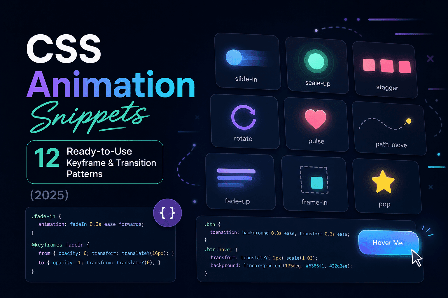 CSS Animation Snippets: 12 Ready-to-Use Keyframe and Transition Patterns 2025