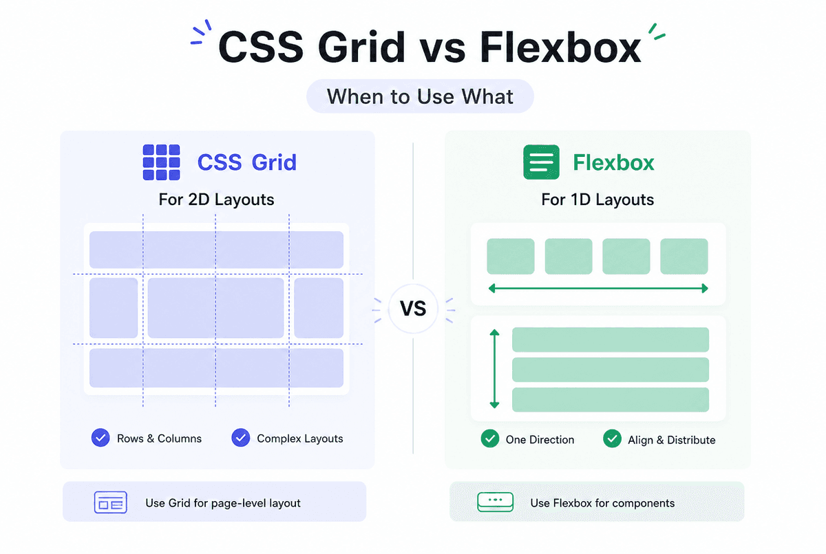 CSS Grid vs Flexbox: When to Use Each (2026 Decision Guide)