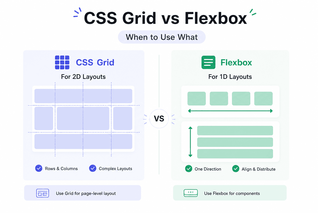 CSS Grid vs Flexbox: When to Use Each (2026 Decision Guide)