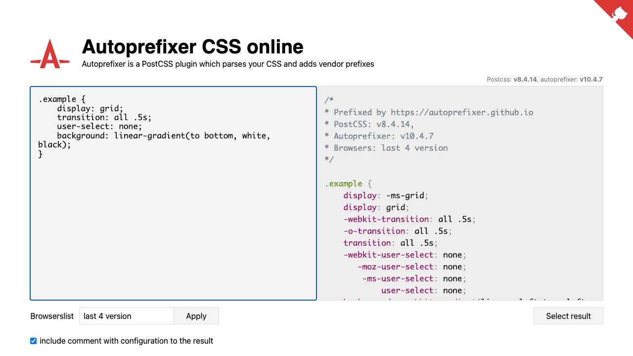 Autoprefixer preview