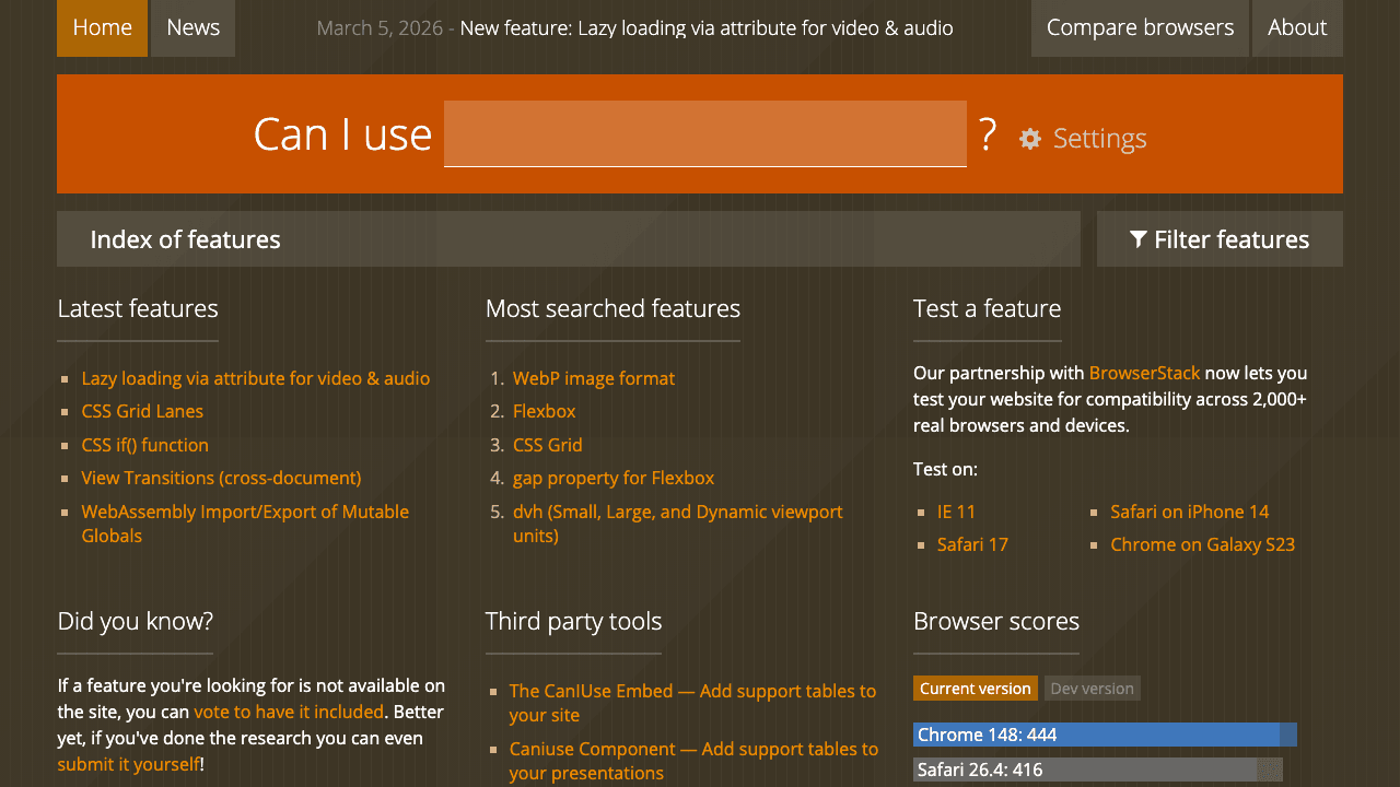 Can I Use preview