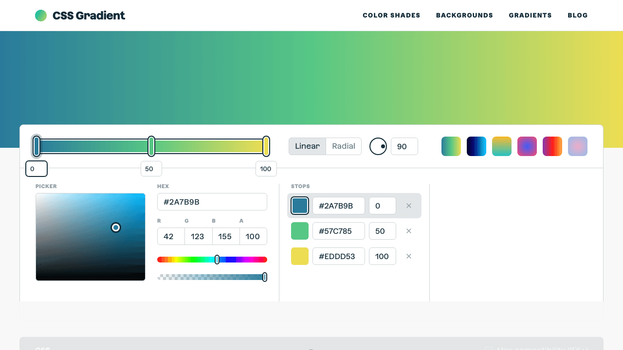 CSS Gradient preview